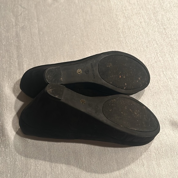 A.N.A Black Suede Round-Toe Wedge Heels - Picture 6 of 6